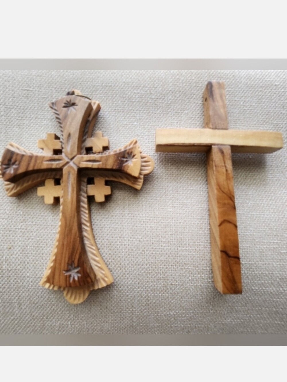 2 Olive Wood Crosses from Holy Land Jerusalem